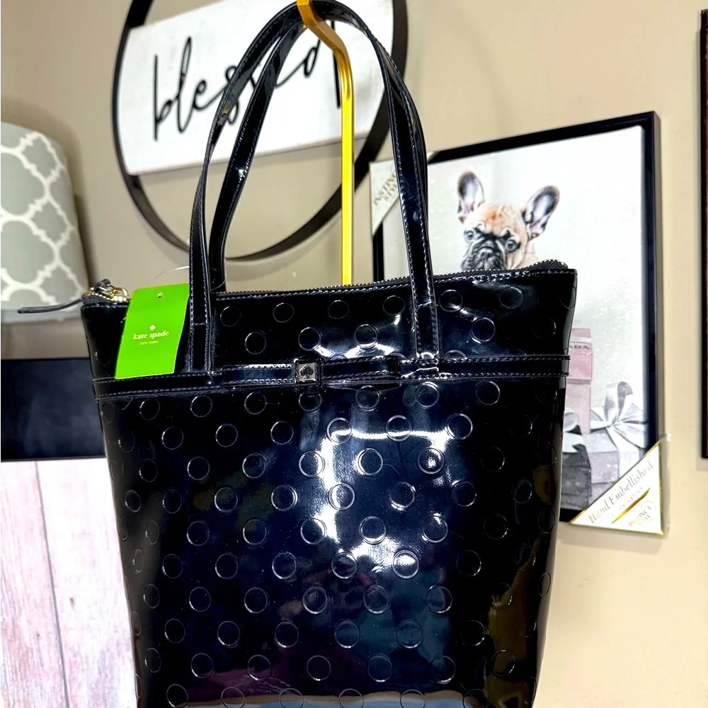 Kate Spade Black Patent Jeralyn Camellia Street Shoulder Bag - NEW with tags